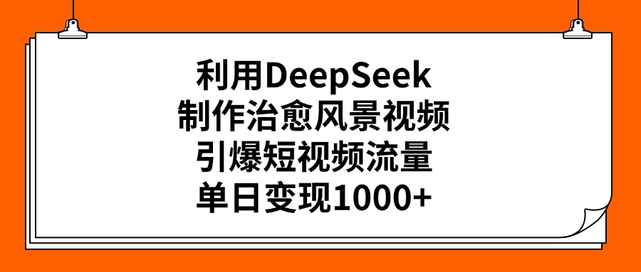 利用DeepSeek制作治愈风景视频，引爆短视频流量，单日变现1000+-卧狐科技网