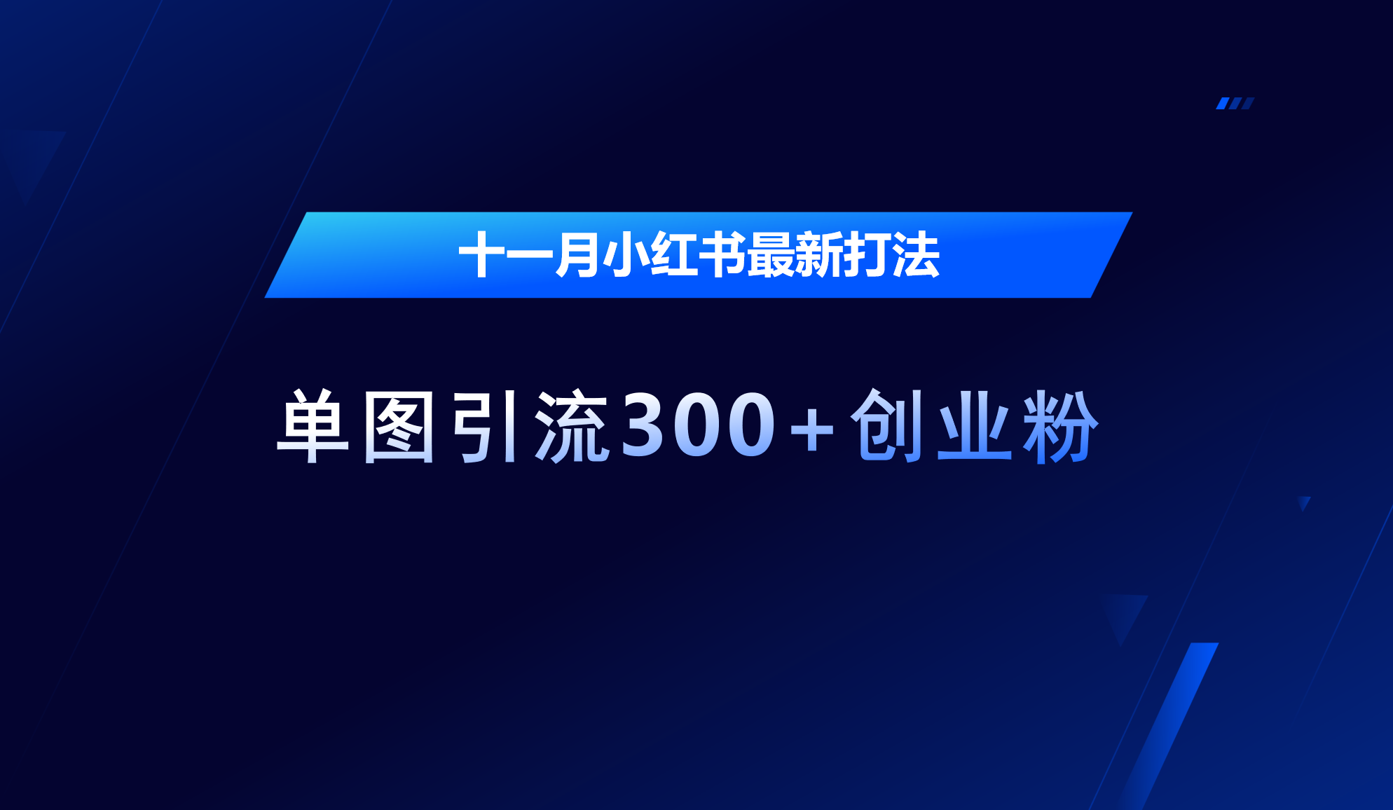 十一月，小红书最新打法，单图引流300+创业粉-卧狐科技网