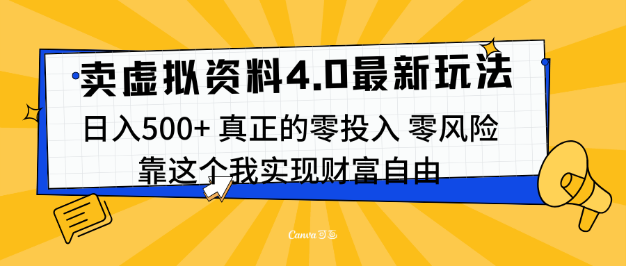 线上卖虚拟资料新玩法4.0，实测日入500左右，可批量操作，赚第一通金-卧狐科技网