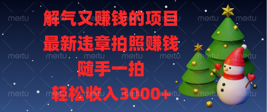 最新违章拍照赚钱，随手一拍，解气又赚钱的项目，轻松收入3000+-卧狐科技网