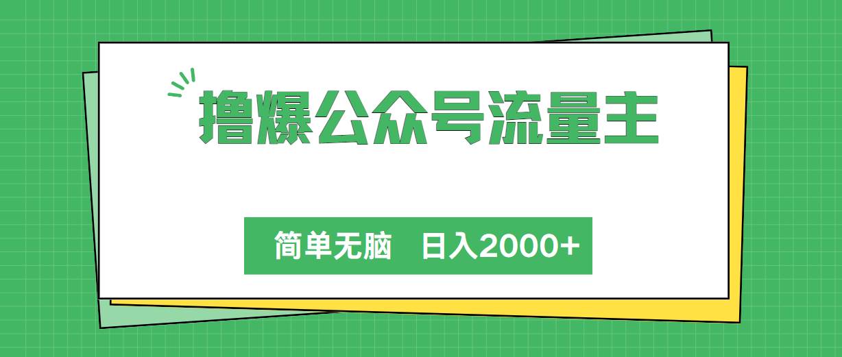 撸爆公众号流量主，简单无脑，单日变现2000+-卧狐科技网