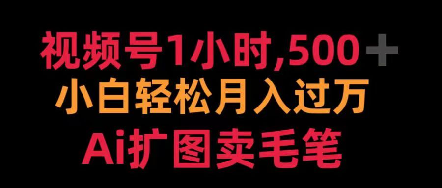 视频号每天1小时，收入500＋，Ai扩图卖毛笔-卧狐科技网