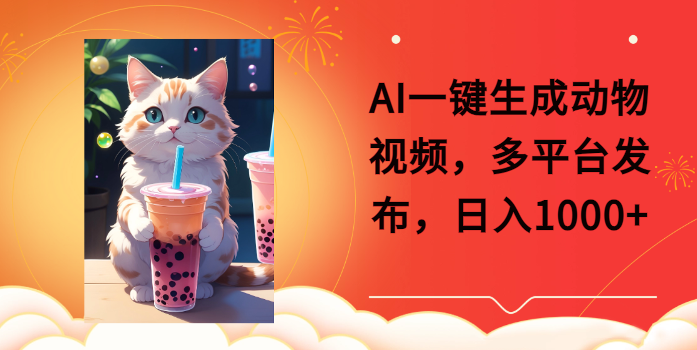 AI一键生成动物搞笑视频，多平台发布，轻松破千万播放，日入2000+-卧狐科技网