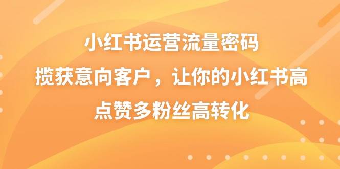 小红书运营流量密码，揽获意向客户，让你的小红书高点赞多粉丝高转化-卧狐科技网