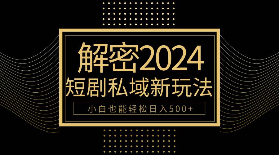 10分钟教会你2024玩转短剧私域变现，小白也能轻松日入500+-卧狐科技网