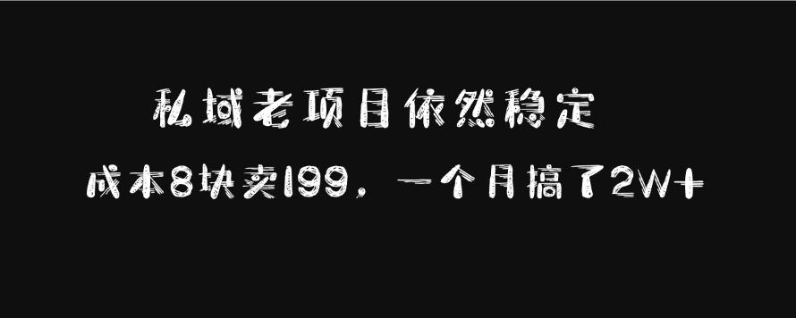 私域老项目依然稳定，成本8块卖199，一个月搞了2W+-卧狐科技网