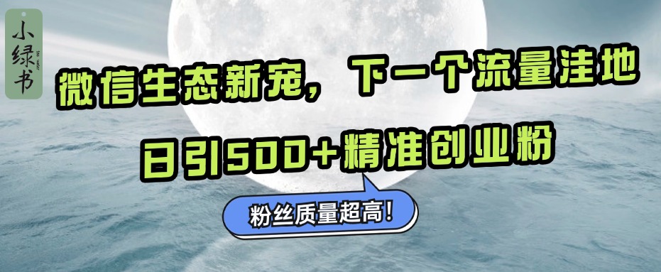 微信生态新宠小绿书：下一个流量洼地，粉丝质量超高，日引500+精准创业粉，-卧狐科技网
