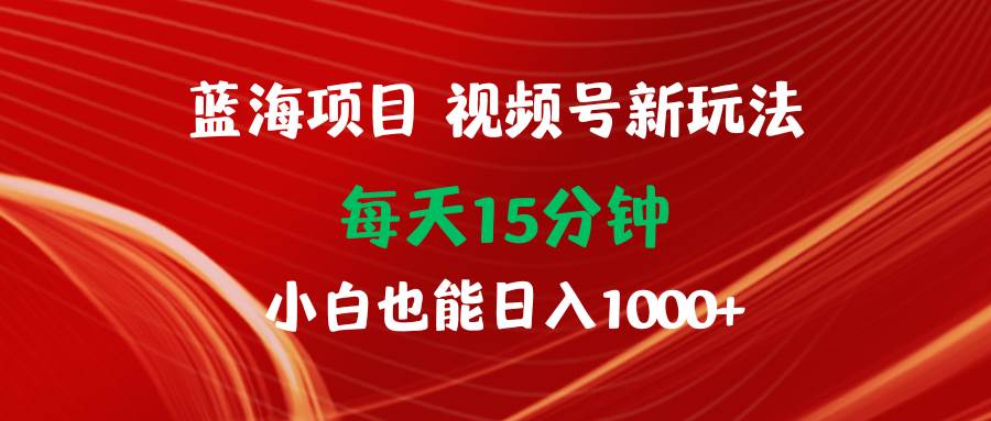 蓝海项目视频号新玩法 每天15分钟 小白也能日入1000+-卧狐科技网