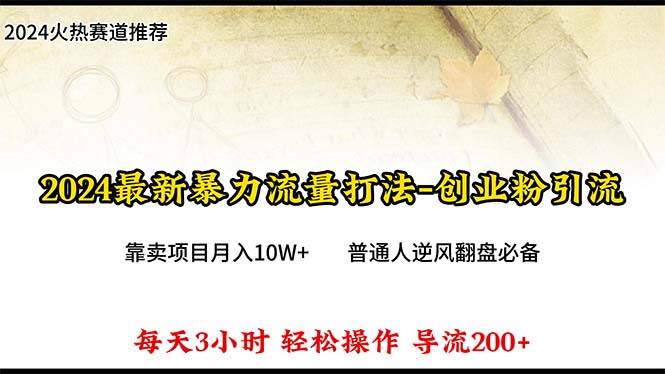 2024年最新暴力流量打法，每日导入300+，靠卖项目月入10W+-卧狐科技网