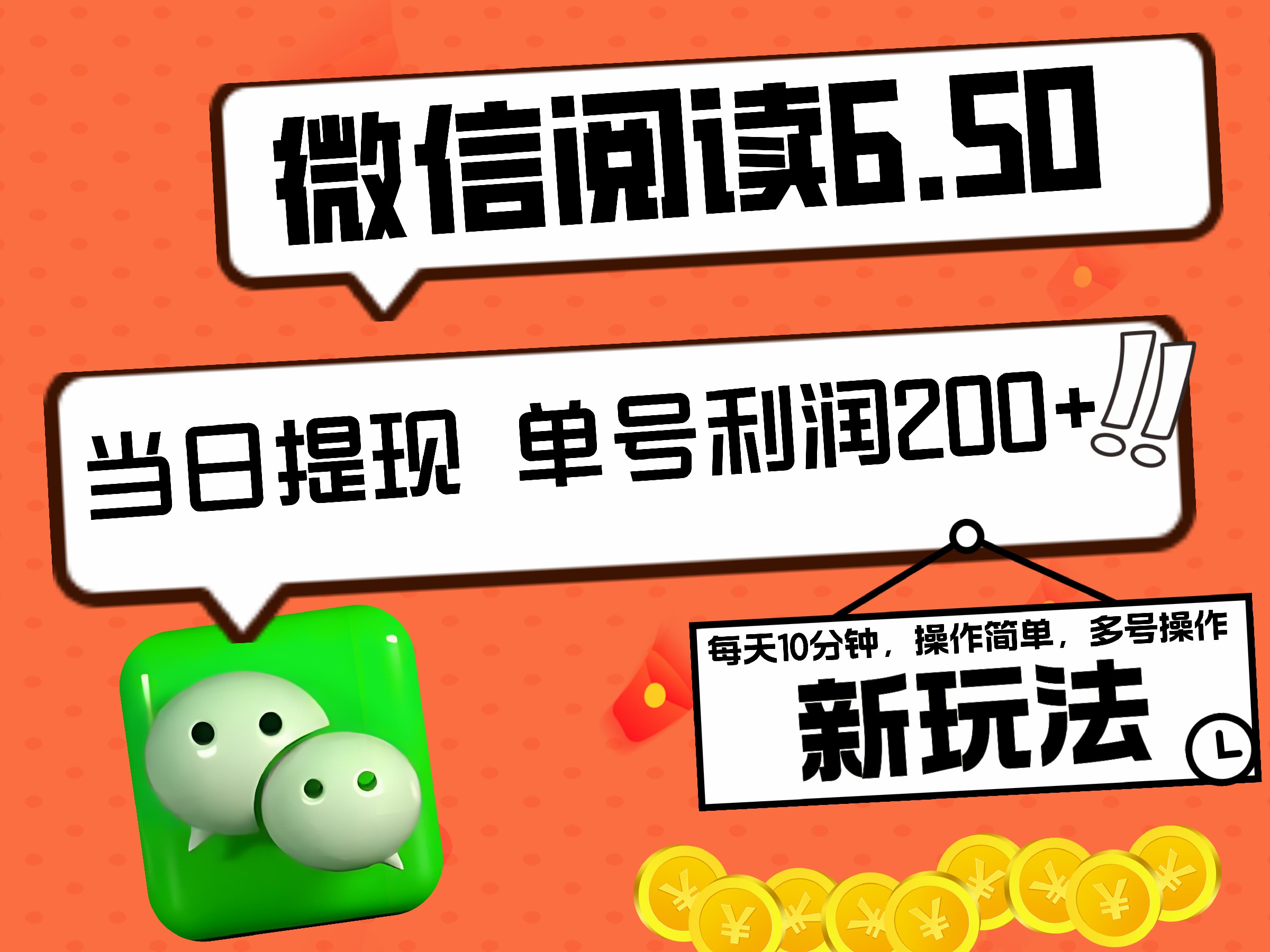 2024最新微信阅读6.50新玩法，5-10分钟 日利润200+，0成本当日提现，可矩阵多号操作-卧狐科技网
