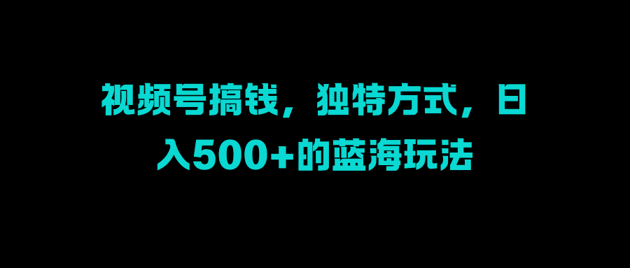 视频号搞钱，独特方式，日入500+的蓝海玩法-卧狐科技网