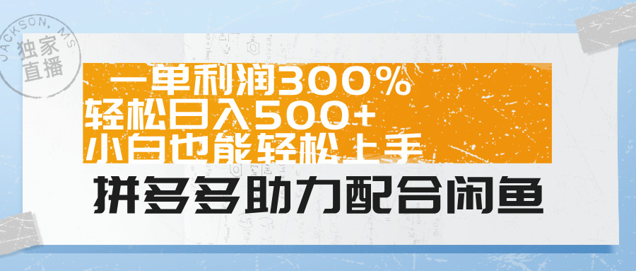 拼多多助力配合闲鱼 一单利润300% 轻松日入500+ 小白也能轻松上手！-卧狐科技网