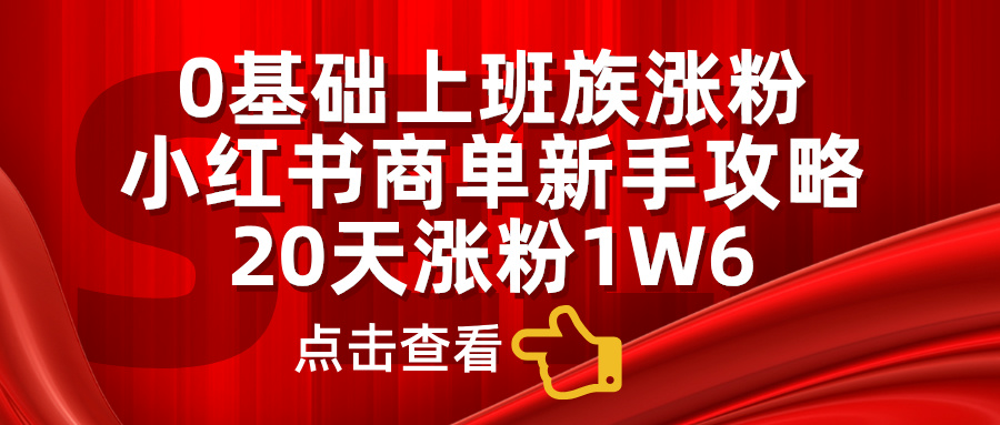 0基础上班族涨粉，小红书商单新手攻略，20天涨粉1.6w-卧狐科技网
