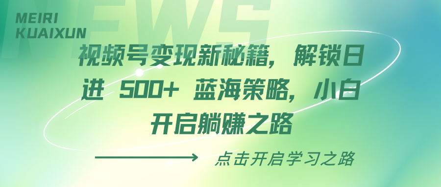 视频号变现新秘籍，解锁日进 500+ 蓝海策略，小白开启躺赚之路-卧狐科技网