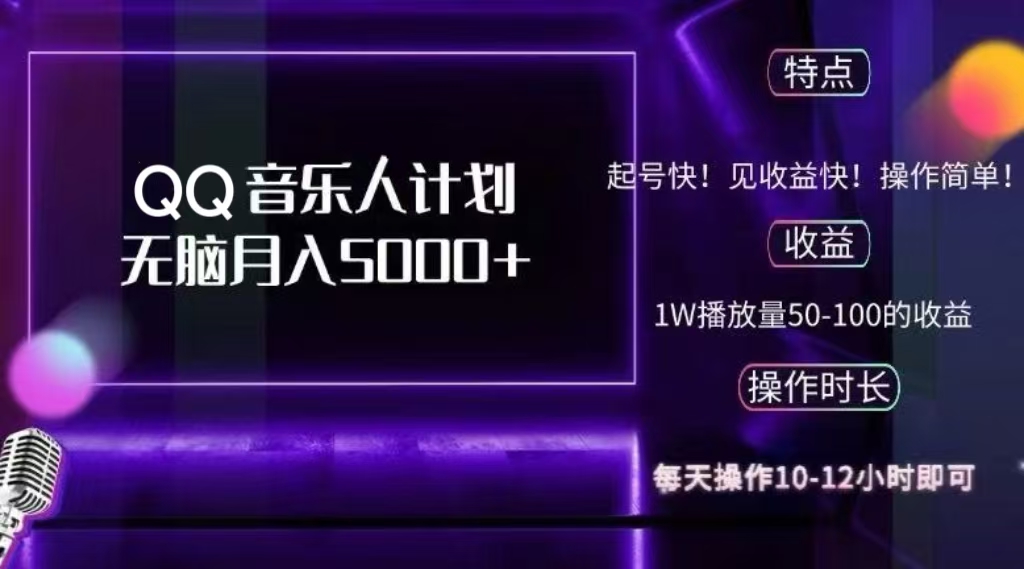 2024 QQ音乐人计划，轻松月入5000+，纯无脑操作，可批量放大操作-卧狐科技网