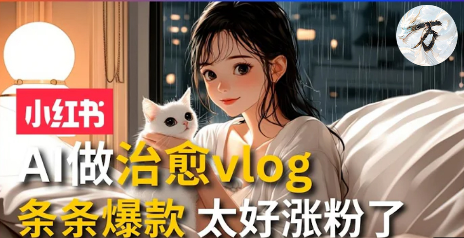 AI治愈系vlog动画视频，小红书7天 涨粉破千，商单报价1500+，0成本制作，日入2000+，有手就会 -卧狐科技网