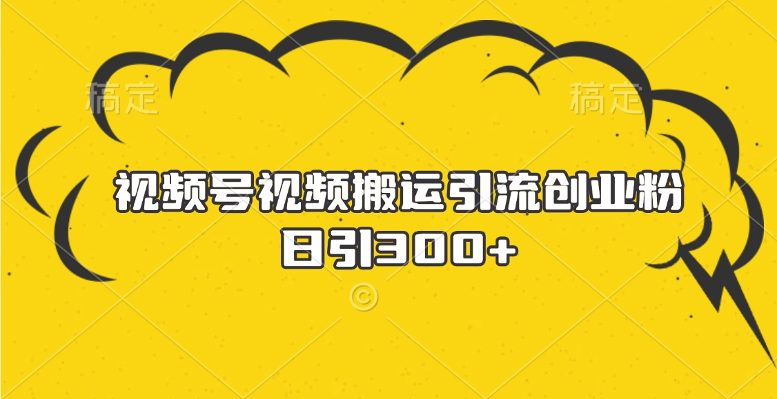 视频号视频搬运引流创业粉，日引300+-卧狐科技网