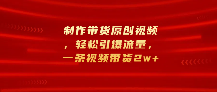 制作带货原创视频，轻松引爆流量，一条视频带货2w+-卧狐科技网
