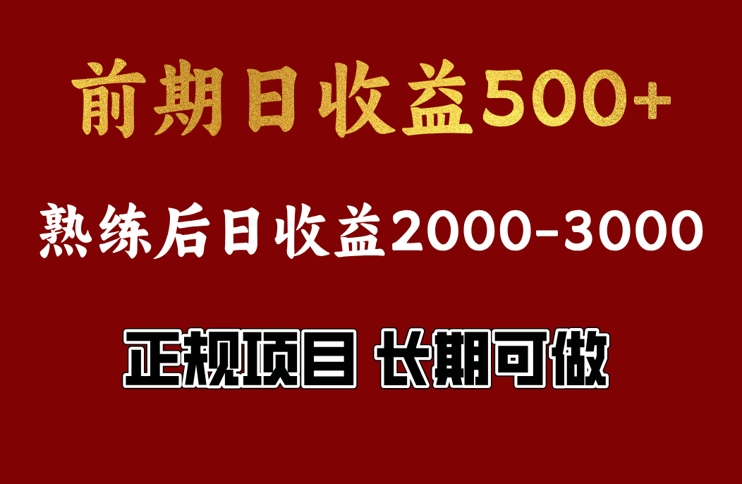 前期日收益500，熟悉后日收益2000左右，正规项目，长期能做，兼职全职都行-卧狐科技网