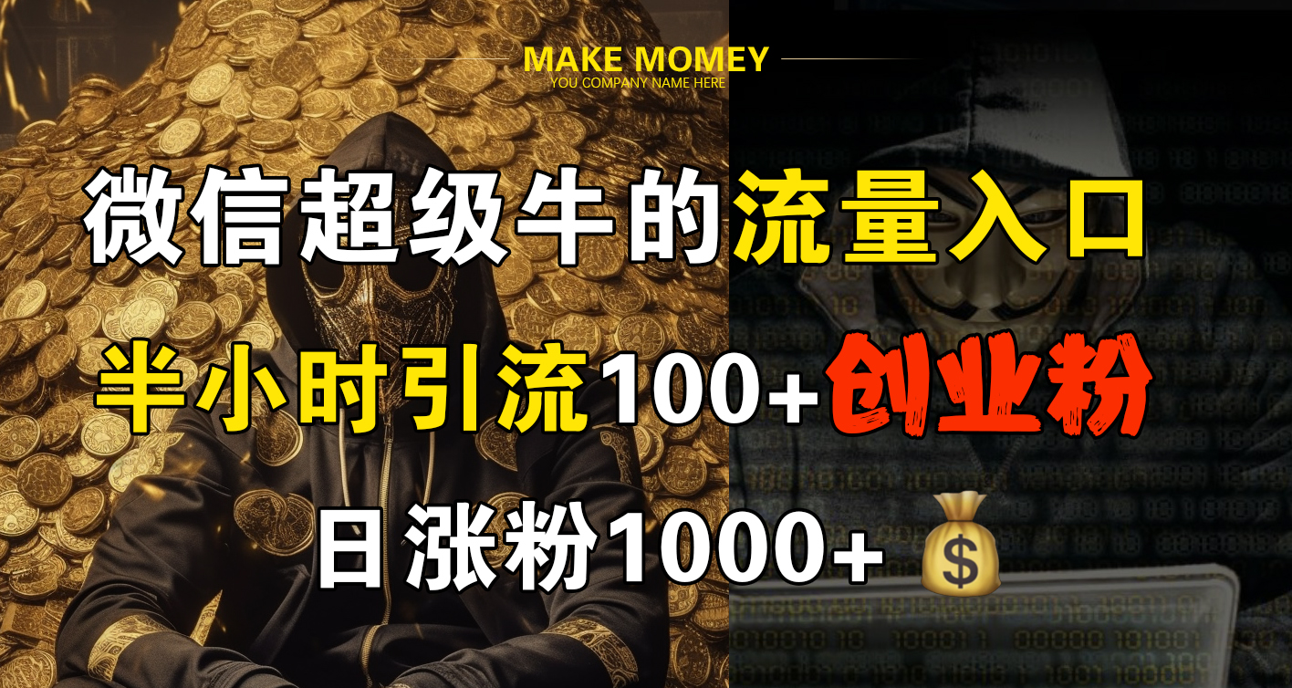 微信超级牛的流量入口，半小时引流100+创业粉，日涨粉1000+-卧狐科技网