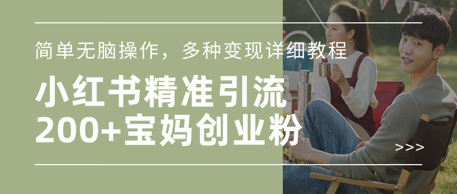小红书精准日引200+宝妈创业粉，简单无脑操作，多种变现详细教程-卧狐科技网
