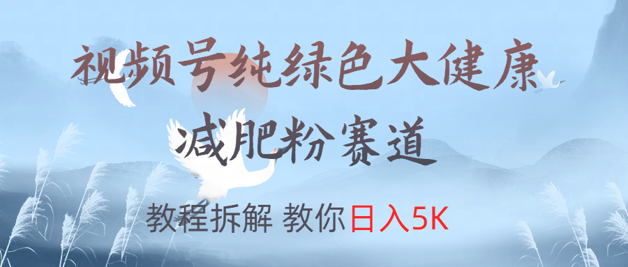 视频号纯绿色大健康粉赛道，教程拆解，教你日入5K-卧狐科技网
