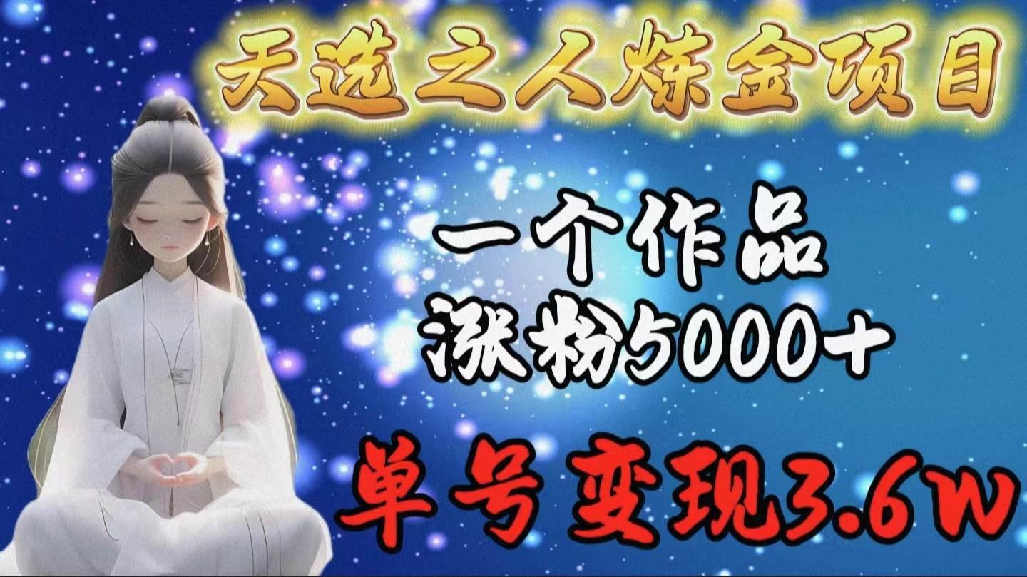天选之人炼金项目，一个作品涨粉5000+，单号变现3.6w-卧狐科技网