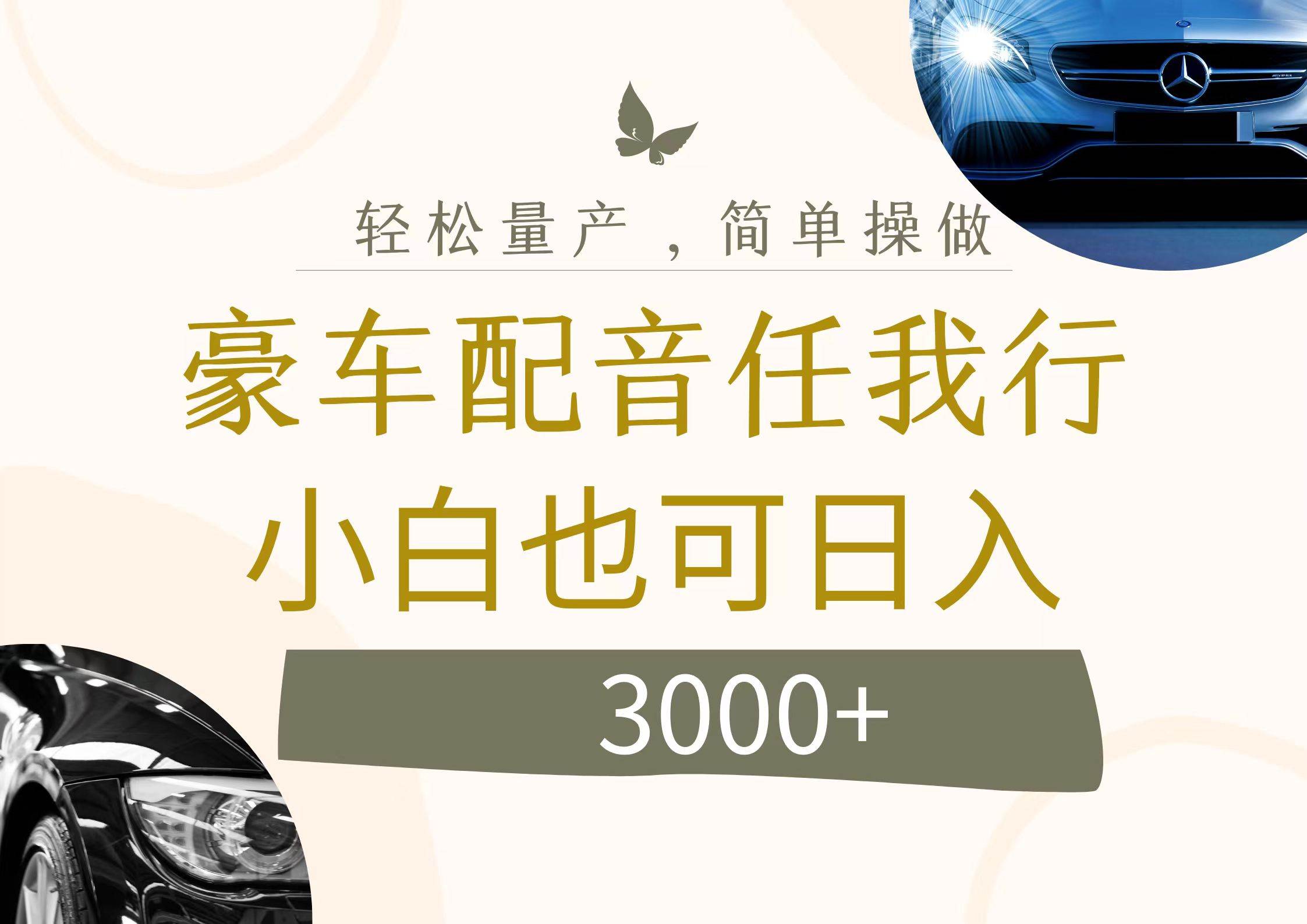 不为人知的暴力小项目，豪车配音，日入3000+-卧狐科技网