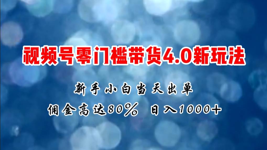 微信视频号零门槛带货4.0新玩法，新手小白当天见收益，日入1000+-卧狐科技网