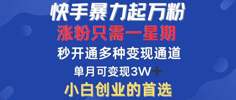 快手暴力起万粉，涨粉只需一星期！多种变现模式-卧狐科技网