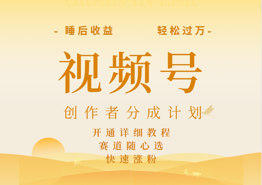 详解视频号创作者分成计划，暴力起号，可同步多平台，实现睡后收入2W+，看懂即可操作！-卧狐科技网