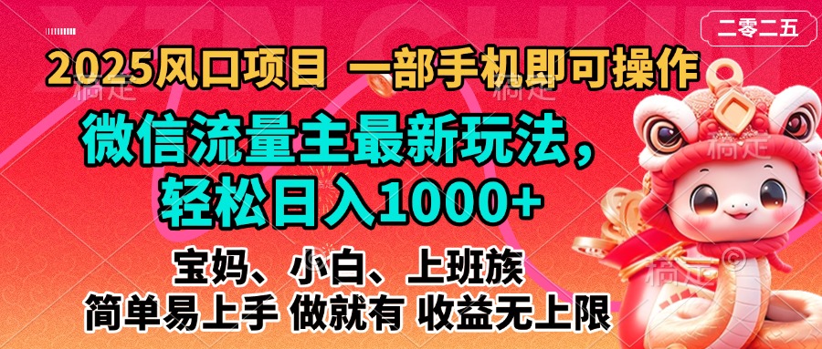 2025蓝海风口项目，微信流量主最新玩法，轻松日入1000+，简单易上手，做就有 收益无上限-卧狐科技网