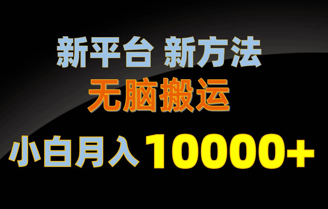 新平台新方法，无脑搬运，月赚10000+，小白轻松上手不动脑-卧狐科技网