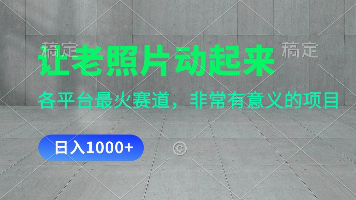让老照片动起来，一天变现1000+，各平台最火赛道，看完就会-卧狐科技网