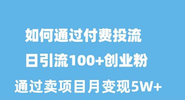 如何通过付费投流日引流100+创业粉月变现5W+-卧狐科技网