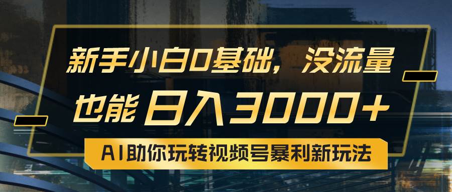 小白0基础，没流量也能日入3000+：AI助你玩转视频号暴利新玩法-卧狐科技网