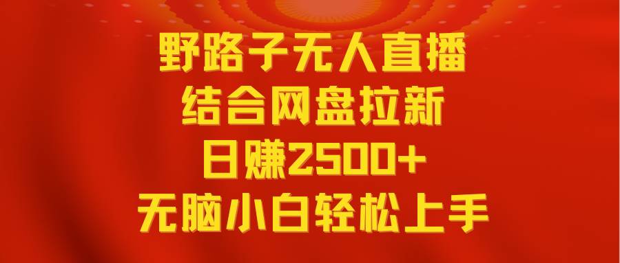 无人直播野路子结合网盘拉新，日赚2500+多平台变现，小白无脑轻松上手操作-卧狐科技网