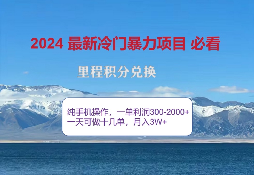2024惊爆冷门暴利！出行高峰来袭，里程积分，高爆发期，一单300+—2000+，月入过万不是梦！-卧狐科技网