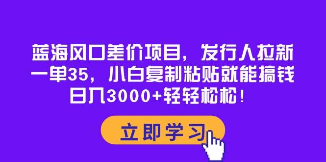 蓝海风口差价项目，发行人拉新，一单35，小白复制粘贴就能搞钱！日入3000+轻轻松松-卧狐科技网