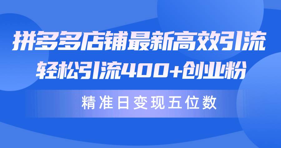拼多多店铺最新高效引流术，轻松引流400+创业粉，精准日变现五位数！-卧狐科技网