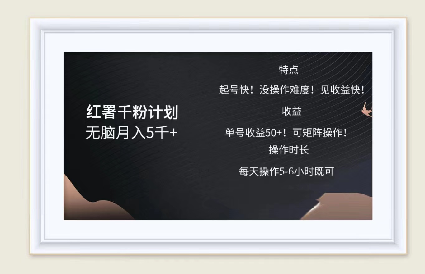 红薯千粉计划无脑月入5千➕！既做既赚！-卧狐科技网