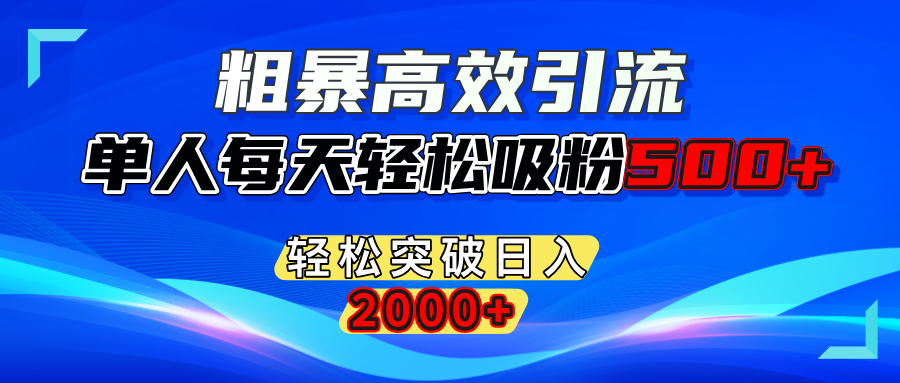 粗暴高效引流,单人每天轻松吸粉500+,轻松突破日入2000+-卧狐科技网