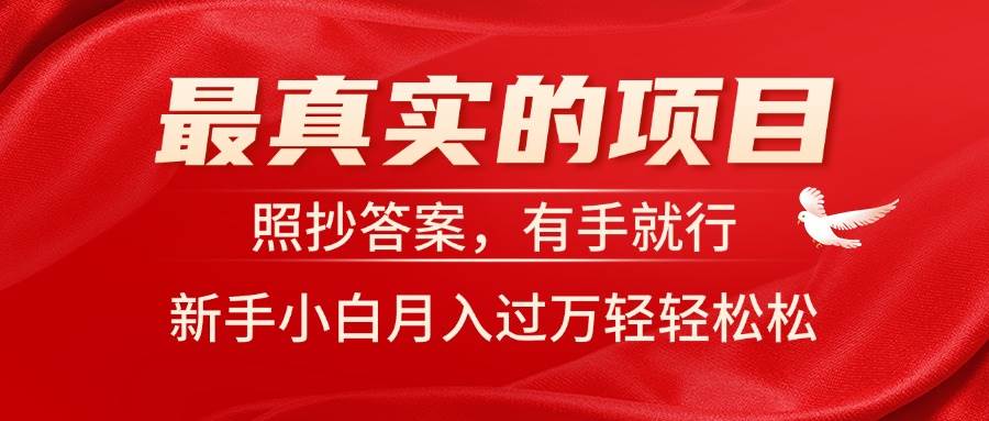 最真实的项目，照抄答案，有手就行，新手小白月入过万轻轻松松-卧狐科技网