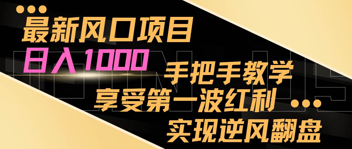 最新风口项目，日入过千，抓住当下风口，享受第一波红利，实现逆风翻盘-卧狐科技网