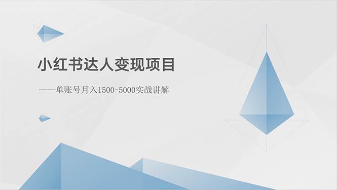 小红书达人变现项目：单账号月入1500-3000实战讲解-卧狐科技网