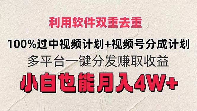 利用软件双重去重，100%过中视频+视频号分成计划小白也可以月入4W+-卧狐科技网