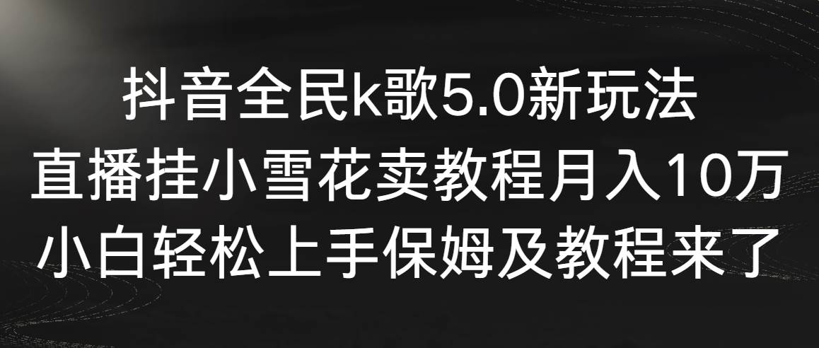 抖音全民k歌5.0新玩法，直播挂小雪花卖教程月入10万，小白轻松上手，保...-卧狐科技网