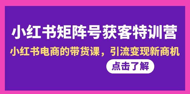 小红书-矩阵号获客特训营-第10期，小红书电商的带货课，引流变现新商机-卧狐科技网