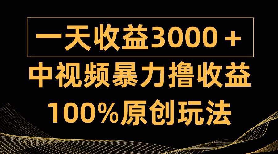 中视频暴力撸收益，日入3000＋，100%原创玩法，小白轻松上手多种变现方式-卧狐科技网