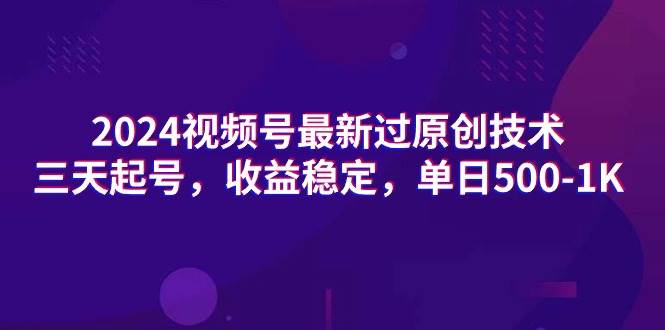 2024视频号最新过原创技术，三天起号，收益稳定，单日500-1K-卧狐科技网